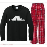 Golfer Golf Kids Long Sleeve Plaid Pajama Set thumb 0