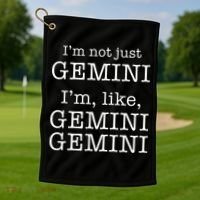 Gemini Gemini Gemini AF Funny Zodiac Birthday Gift Golf Towel thumb 1