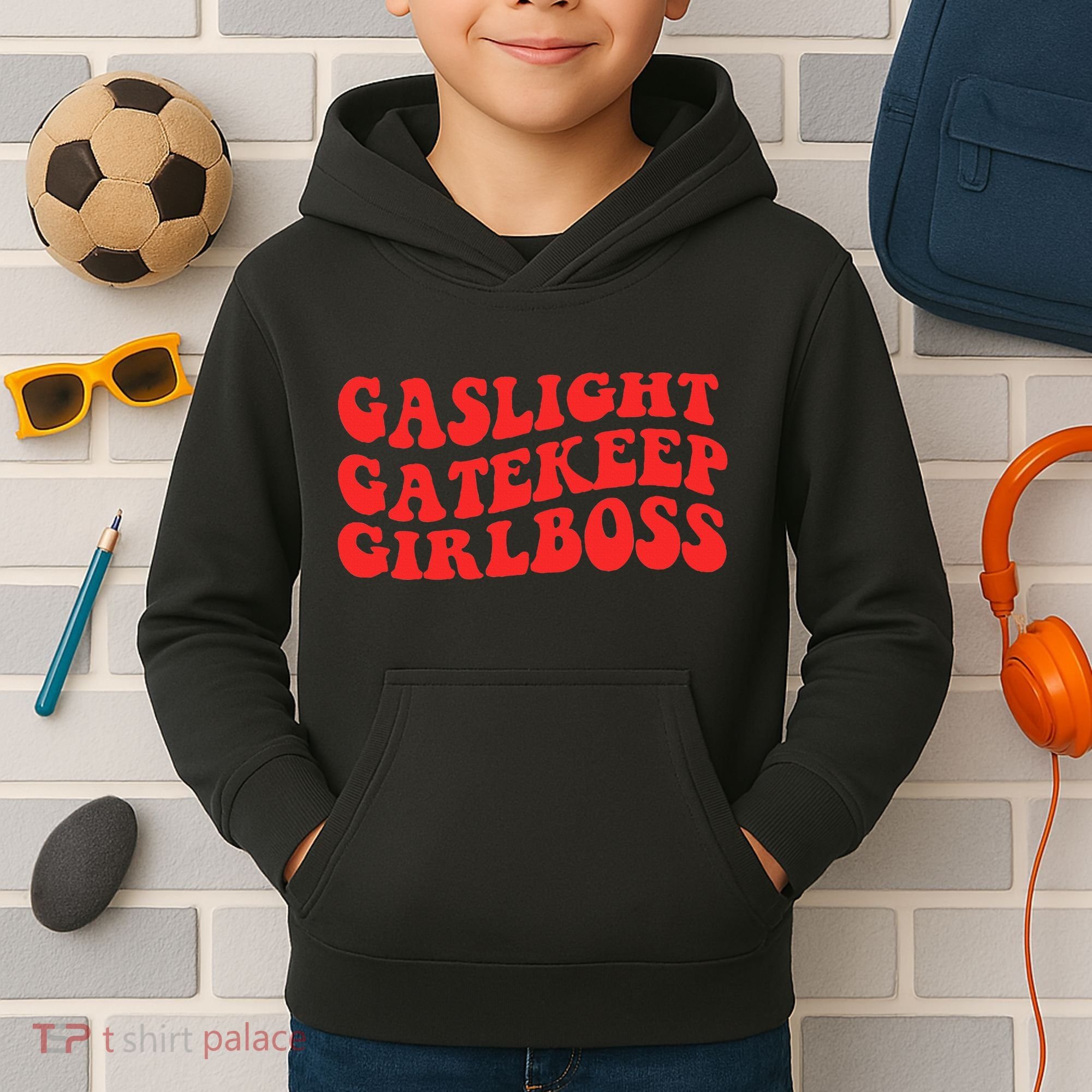 Gaslight Gatekeep Girlboss Apparel Kids Hoodie