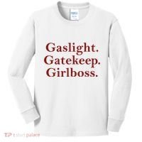 Gaslight Gatekeep Girlboss Kids Long Sleeve Shirt thumb 0