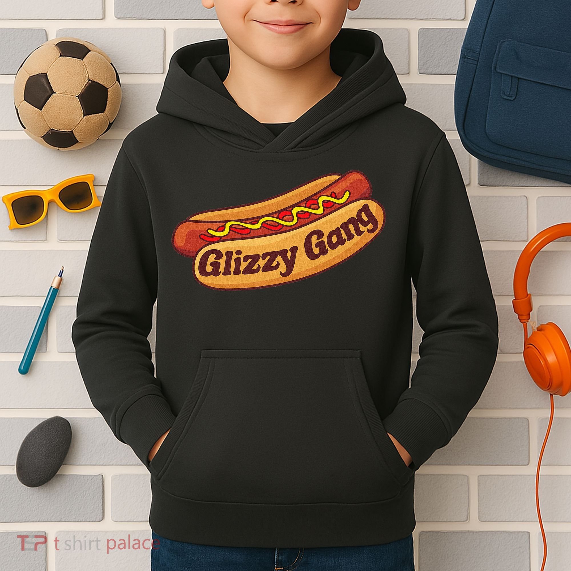 Glizzy Gang Gladiator Gobbler Funny Hot Dog Kids Hoodie
