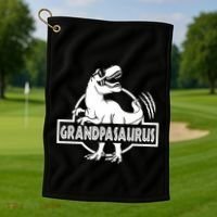 Grandpasaurus Grandfather Grandpa Pop Pop Trex Dinosaur Sweat Golf Towel thumb 1