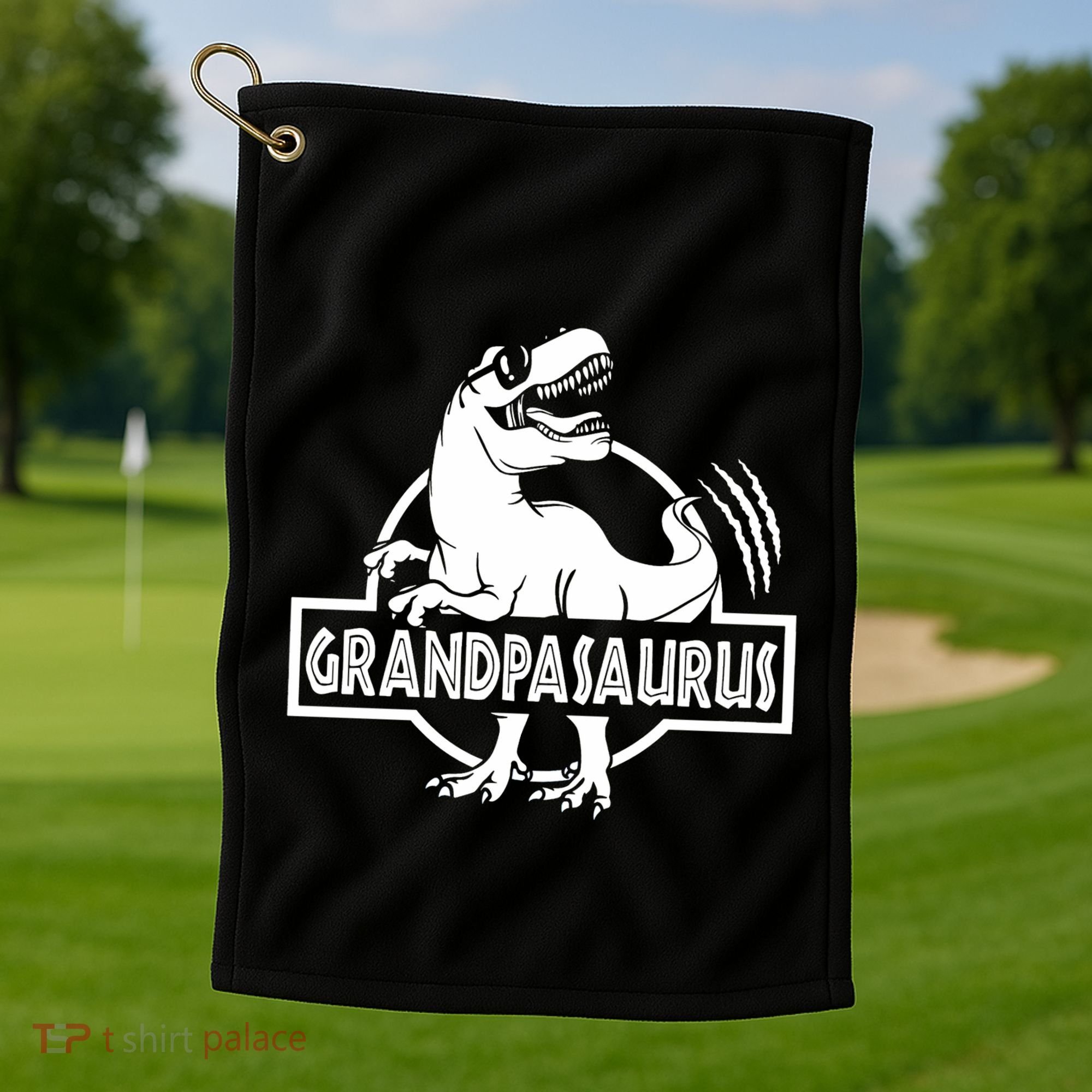 Grandpasaurus Grandfather Grandpa Pop Pop Trex Dinosaur Sweat Golf Towel