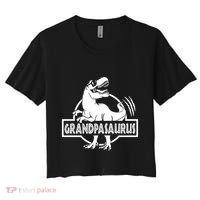 Grandpasaurus Grandfather Grandpa Pop Pop Trex Dinosaur Sweat Women's Crop Top Tee thumb 0