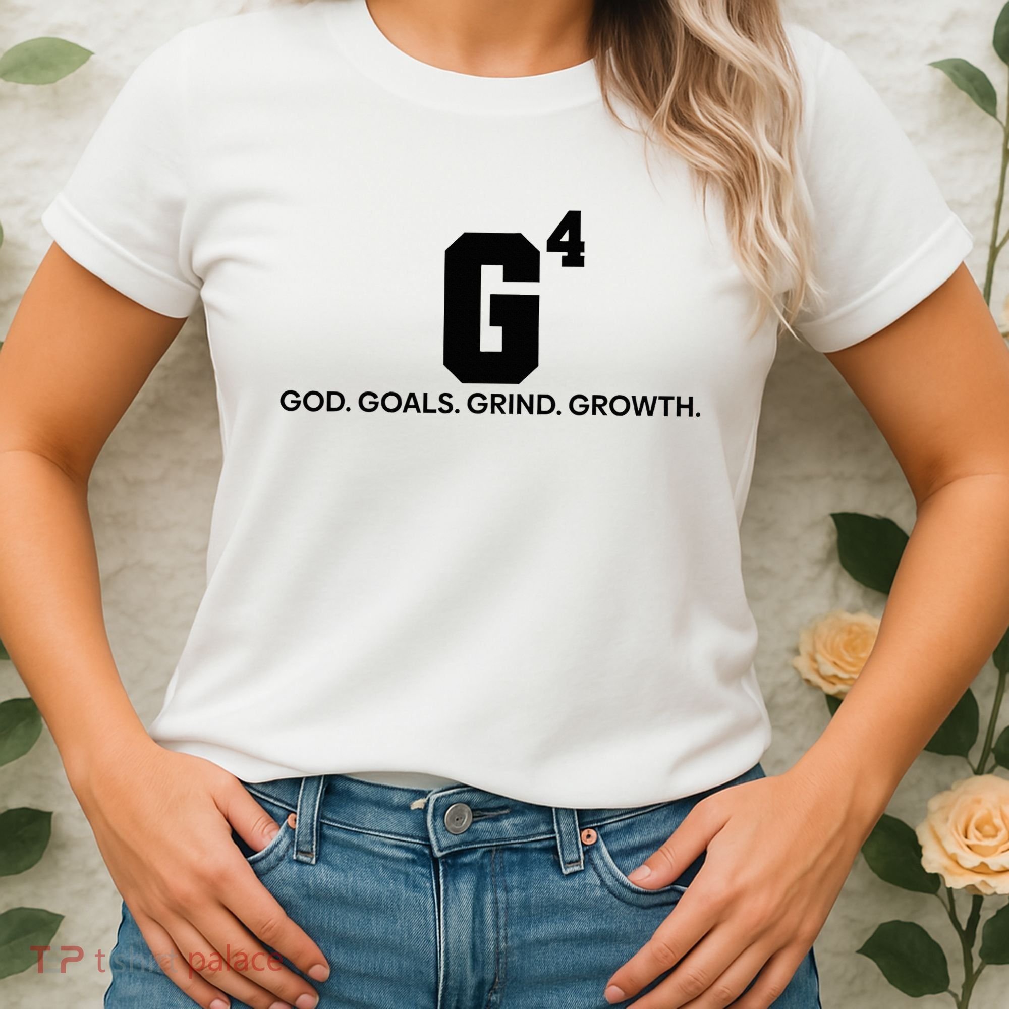 G4 God Goals Grind Growth Funny Christian Women's T-Shirt