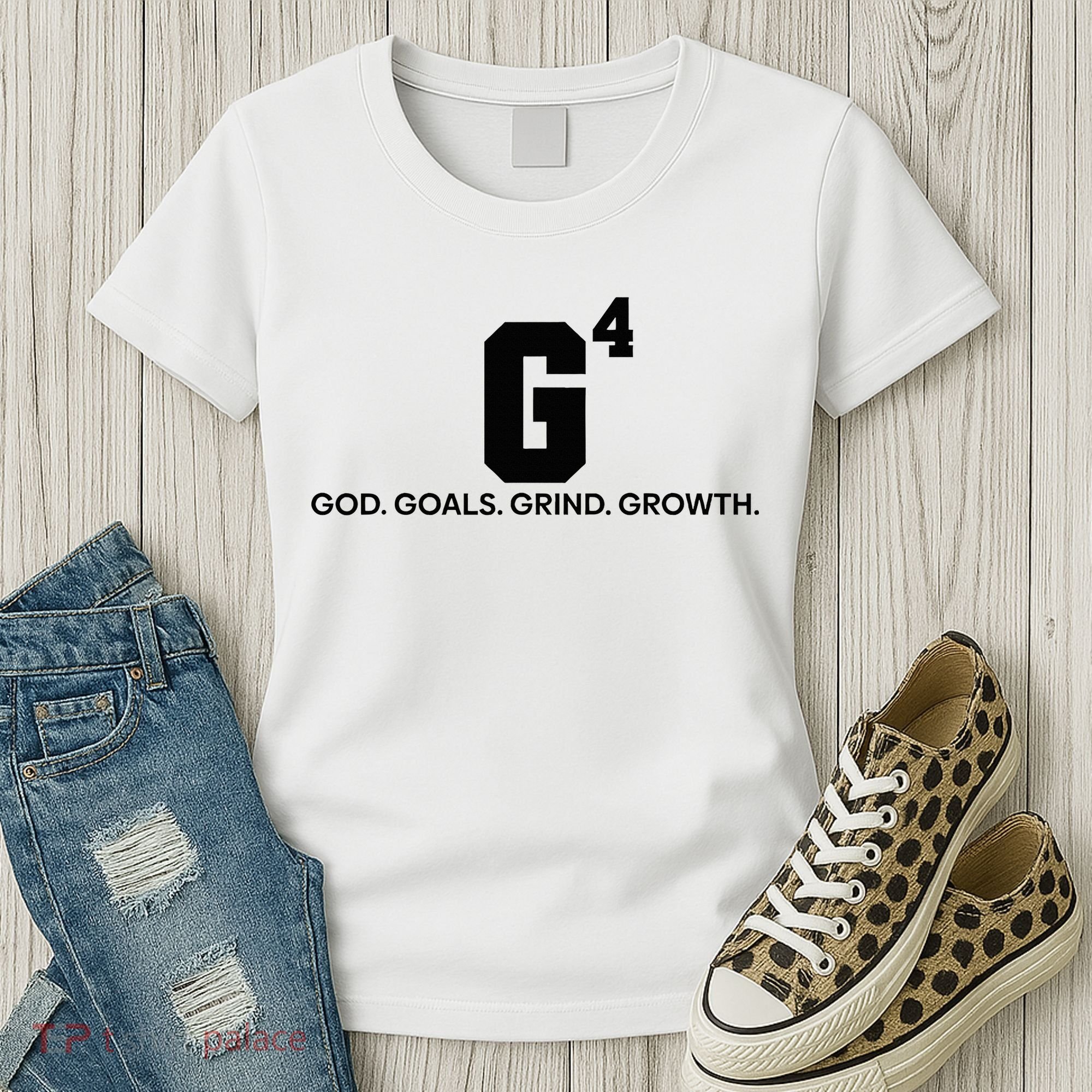 G4 God Goals Grind Growth Funny Christian Women's T-Shirt