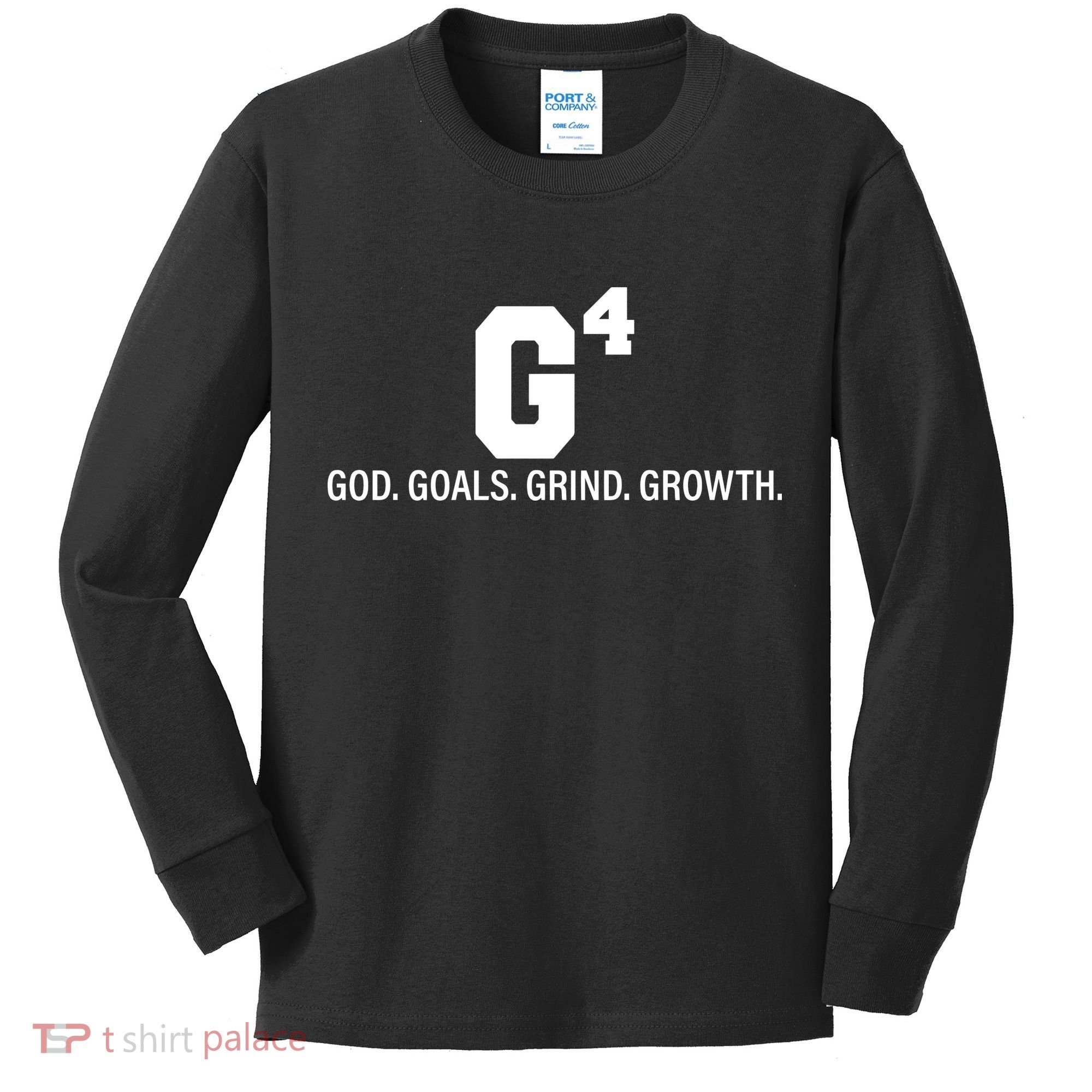 God Goals Grind Growth Kids Long Sleeve Shirt