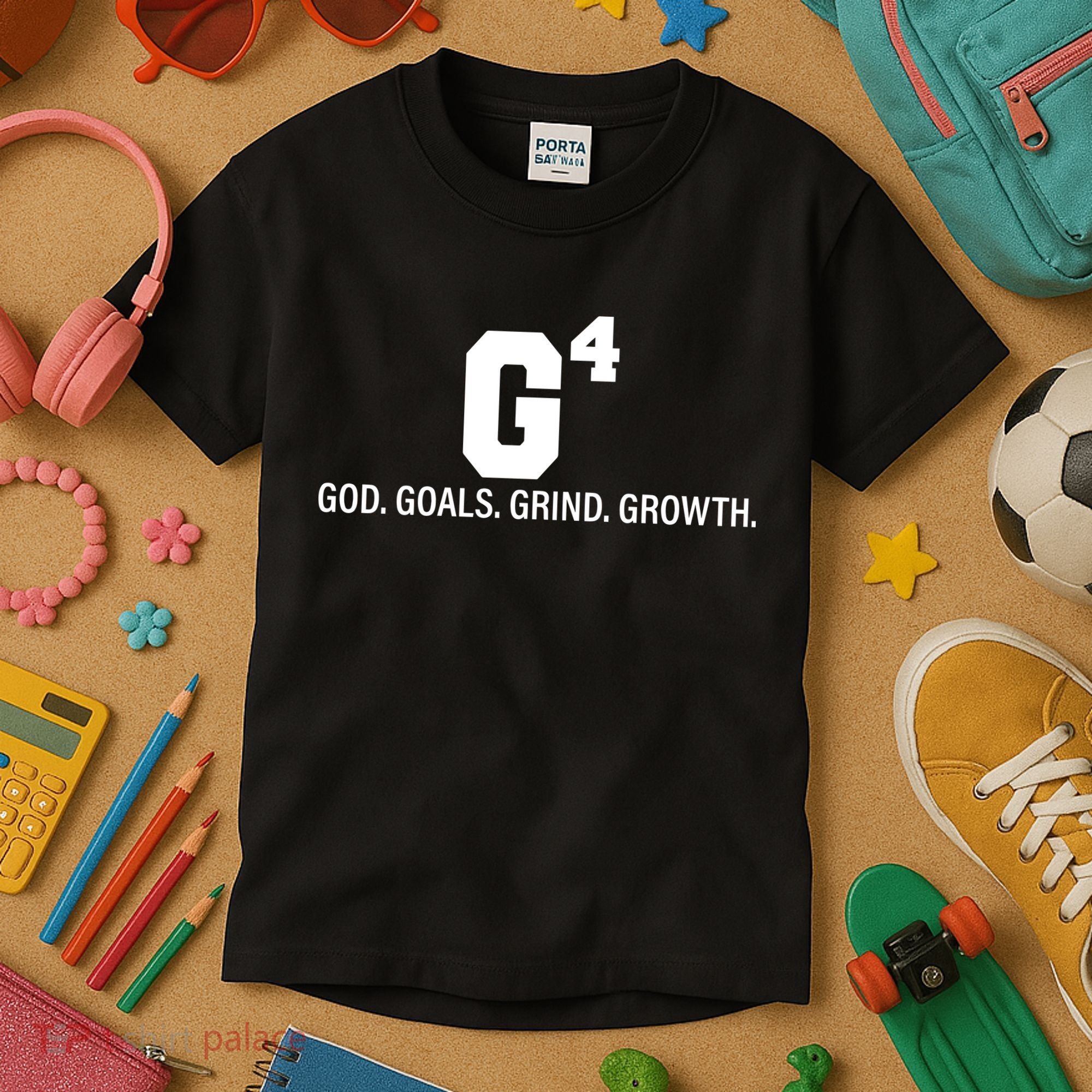 God Goals Grind Growth Kids T-Shirt