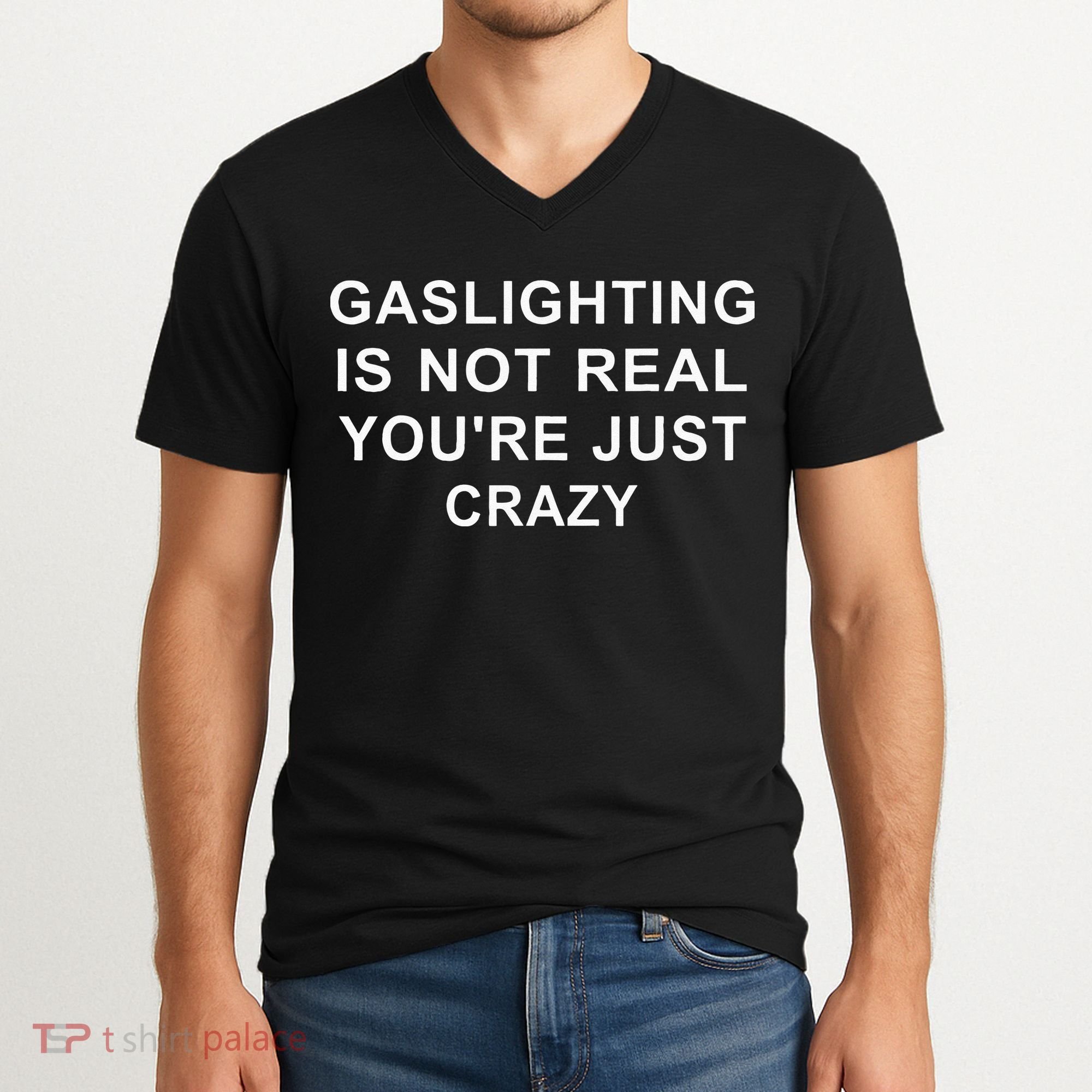 Gaslight Gaslighting Gatekeep Is Not Real You Are Crazy V-Neck T-Shirt