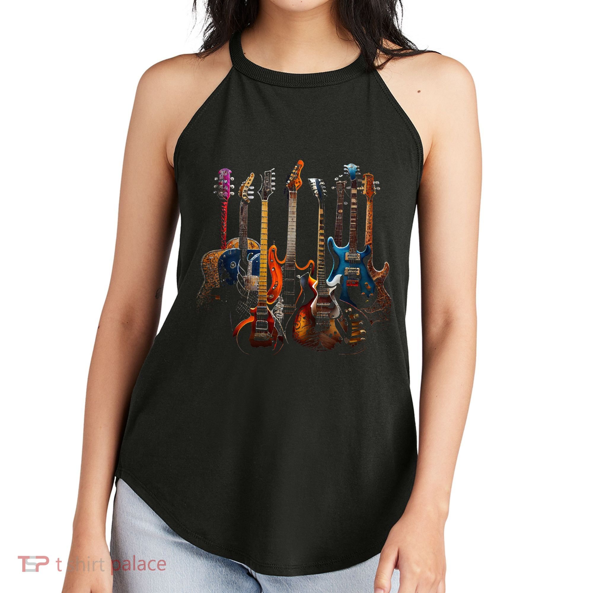 Guitars guitarists gift Women's Perfect Tri Rocker Tank