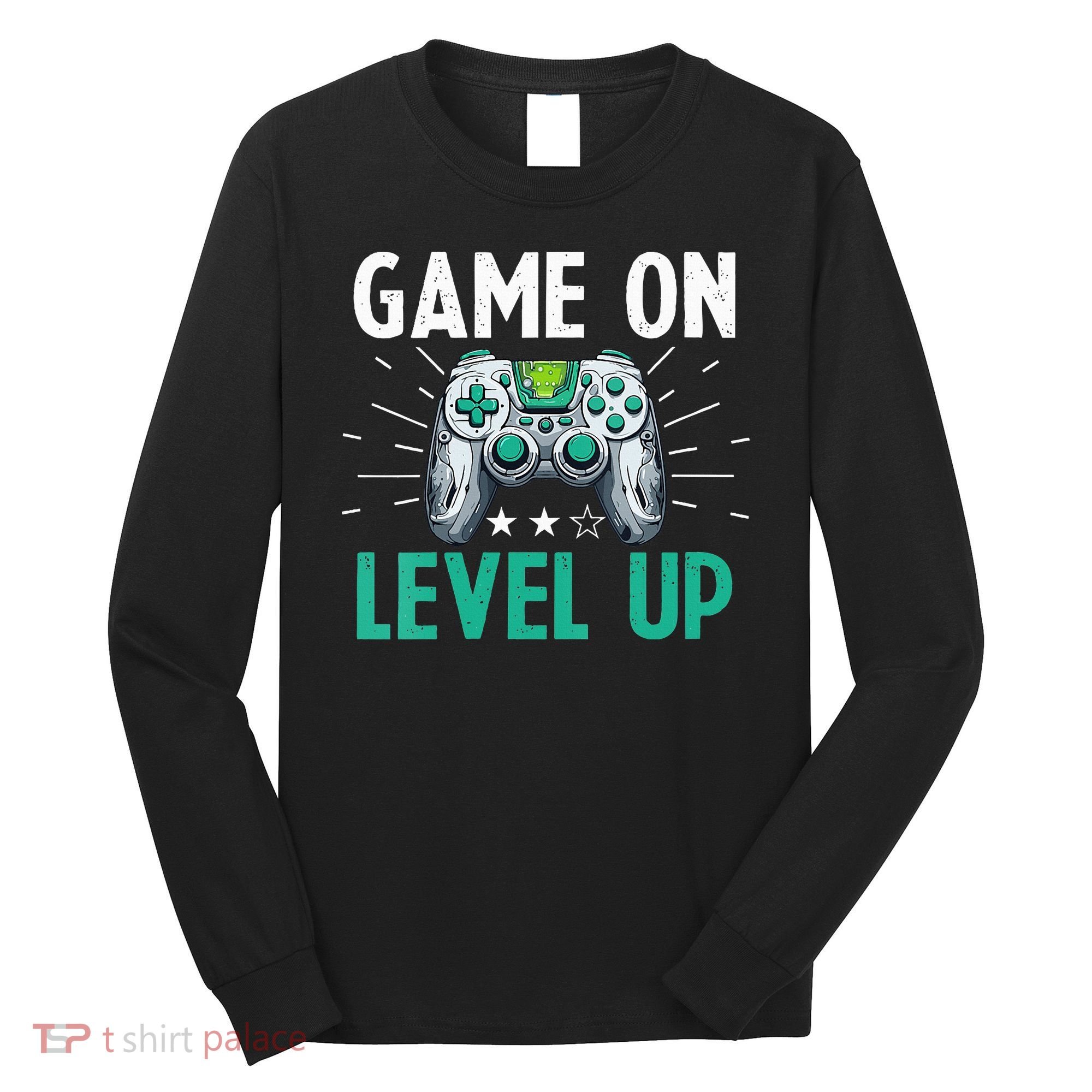 Gamer Gaming Game On Level Up VNeck Long Sleeve Shirt