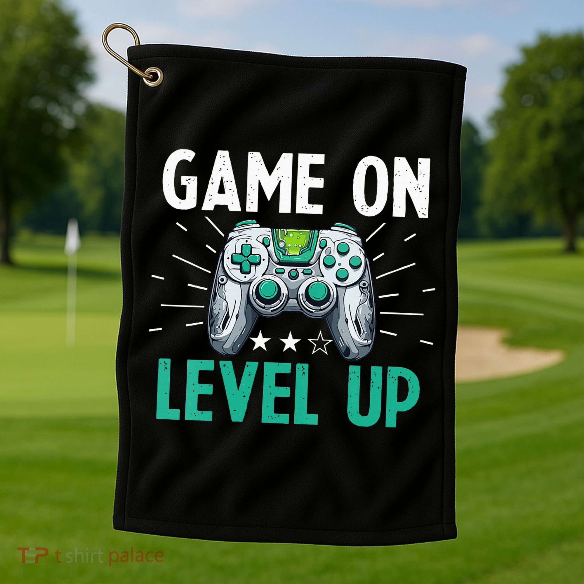 Gamer Gaming Game On Level Up VNeck Golf Towel