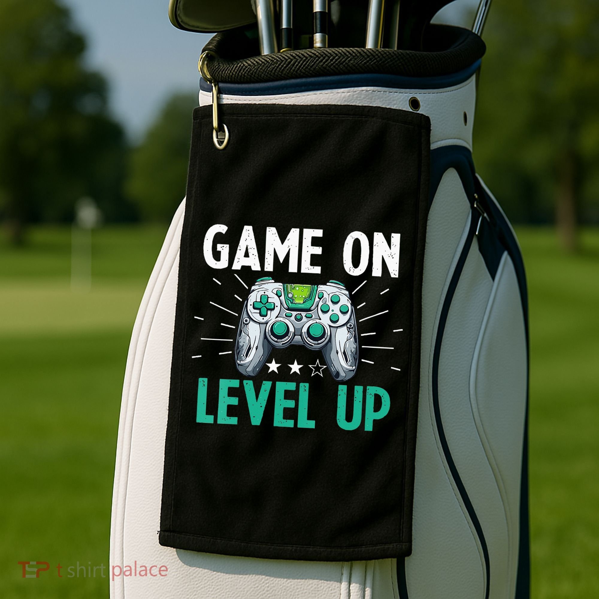 Gamer Gaming Game On Level Up VNeck Golf Towel