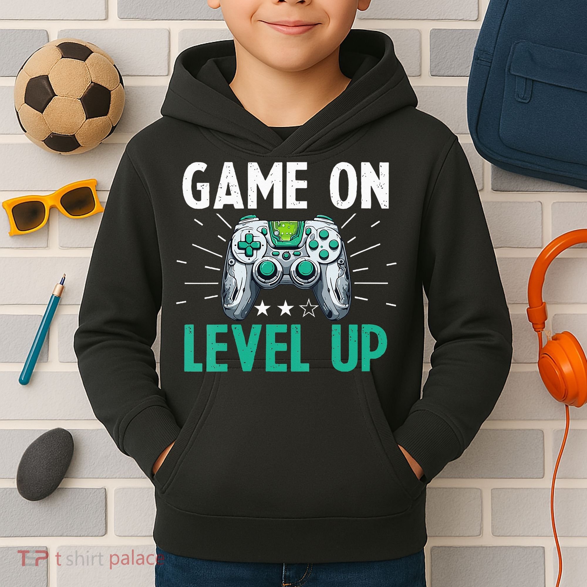 Gamer Gaming Game On Level Up VNeck Kids Hoodie
