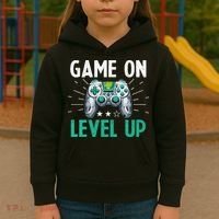 Gamer Gaming Game On Level Up VNeck Kids Hoodie thumb 3