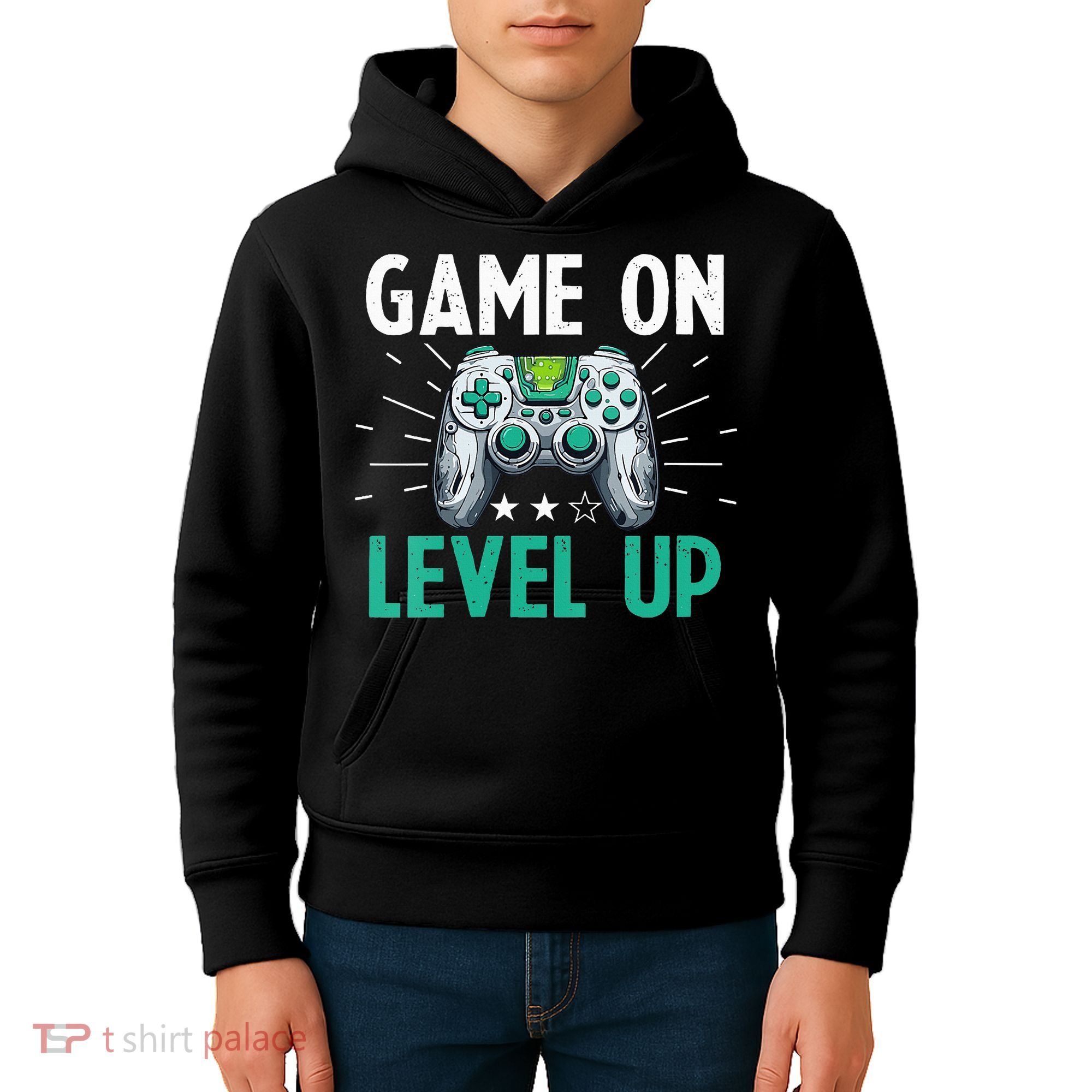 Gamer Gaming Game On Level Up VNeck Kids Hoodie