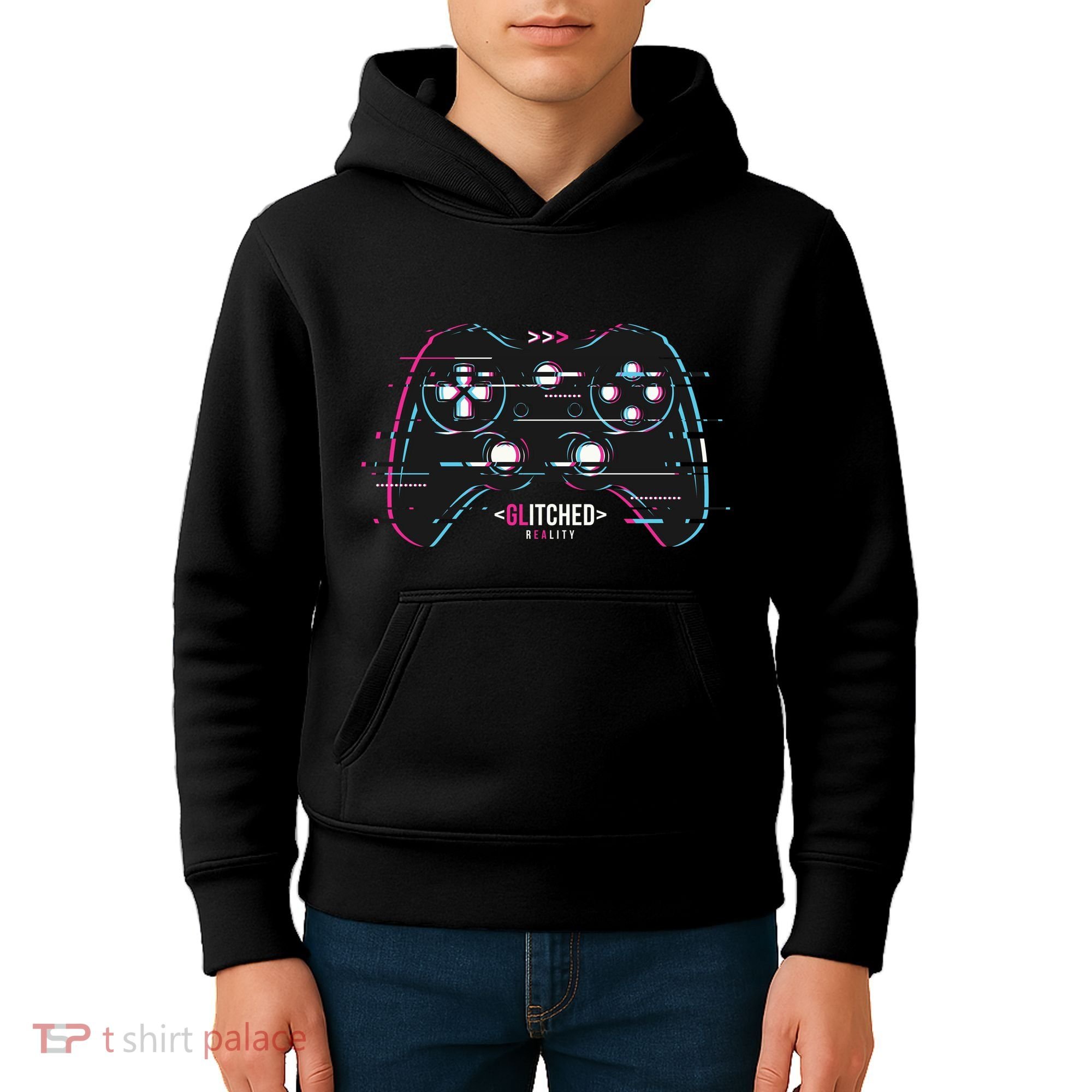 Glitchy Gamepad Gamer Kids Hoodie