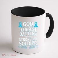 God Gives Hardest Battle Prostate Cancer Awareness Coffee Mug thumb 1