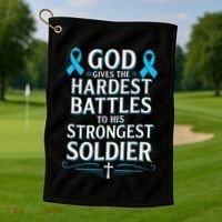 God Gives Hardest Battle Prostate Cancer Awareness Golf Towel thumb 1
