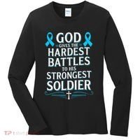 God Gives Hardest Battle Prostate Cancer Awareness Women's Long Sleeve Shirt thumb 0