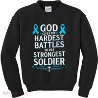 God Gives Hardest Battle Prostate Cancer Awareness Kids Sweatshirt thumb 0
