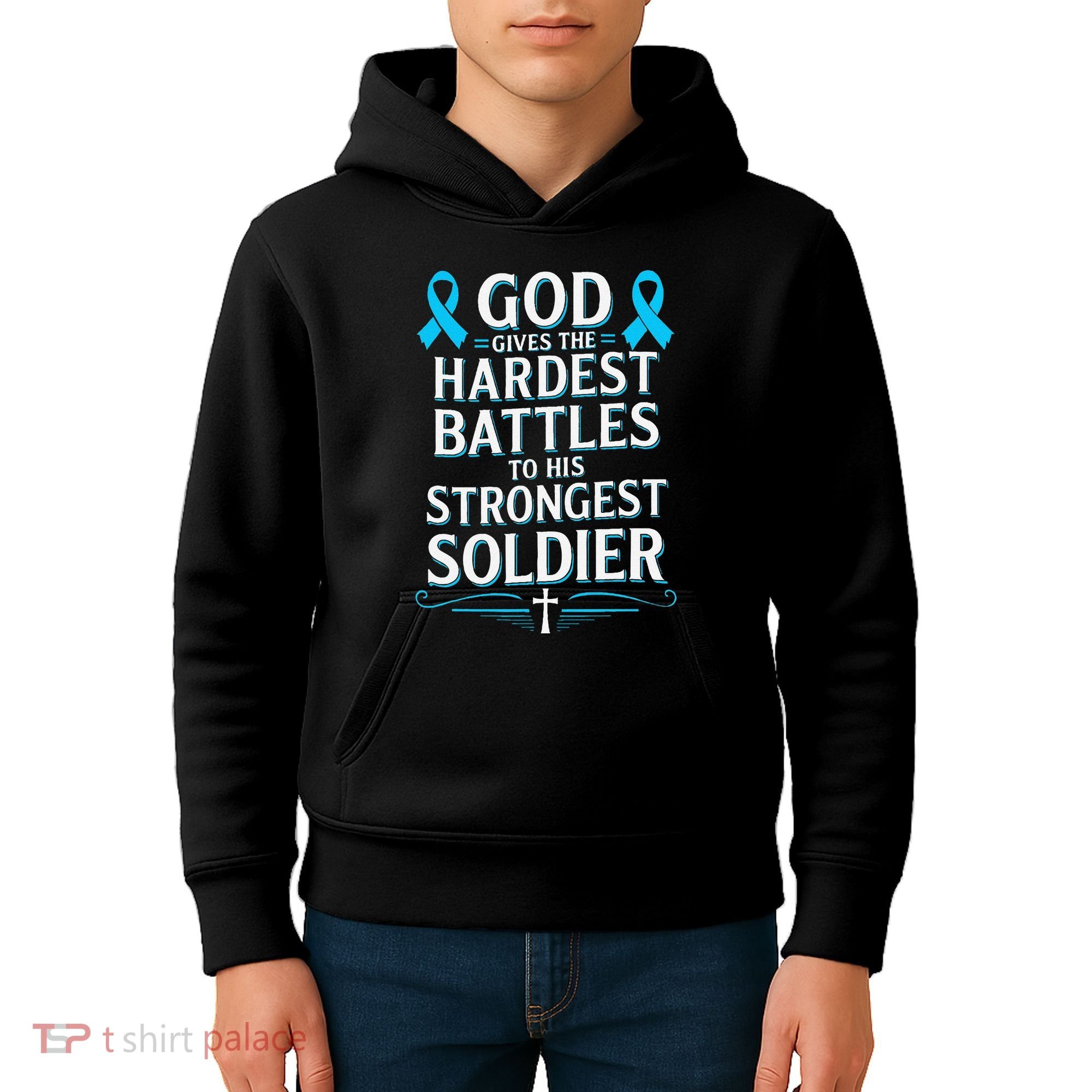 God Gives Hardest Battle Prostate Cancer Awareness Kids Hoodie