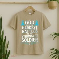 God Gives Hardest Battle Prostate Cancer Awareness T-Shirt thumb 2