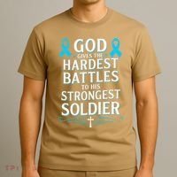 God Gives Hardest Battle Prostate Cancer Awareness T-Shirt thumb 3