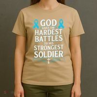 God Gives Hardest Battle Prostate Cancer Awareness T-Shirt thumb 4