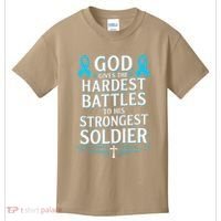 God Gives Hardest Battle Prostate Cancer Awareness Kids T-Shirt thumb 0