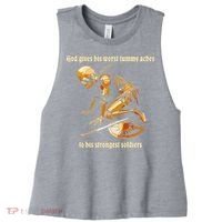 God Gives His Worst Tummy Aches To His Strongest Soldiers Women's Racerback Cropped Tank thumb 0