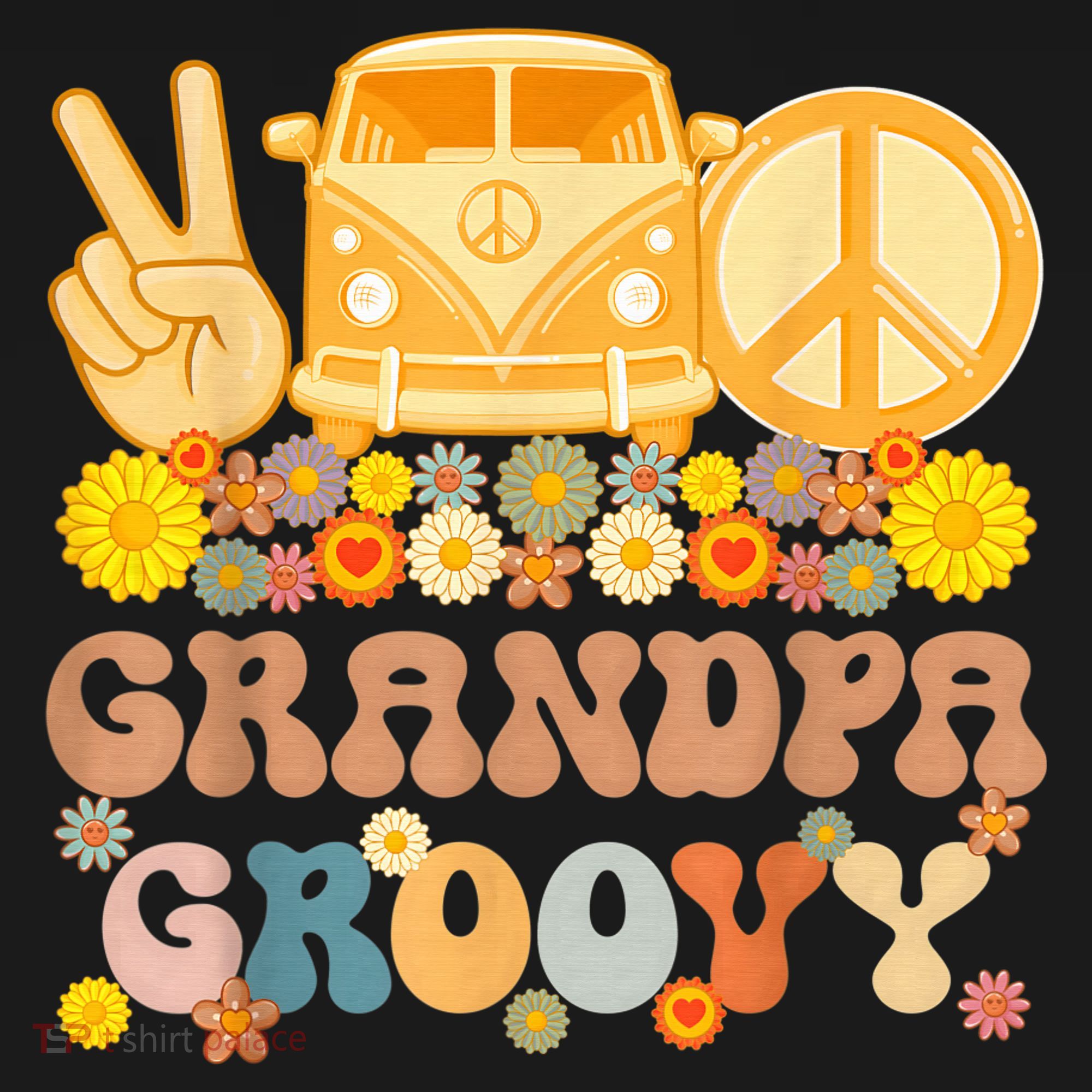 Groovy Grandpa Hippie Peace Retro Matching Party Family T-Shirt