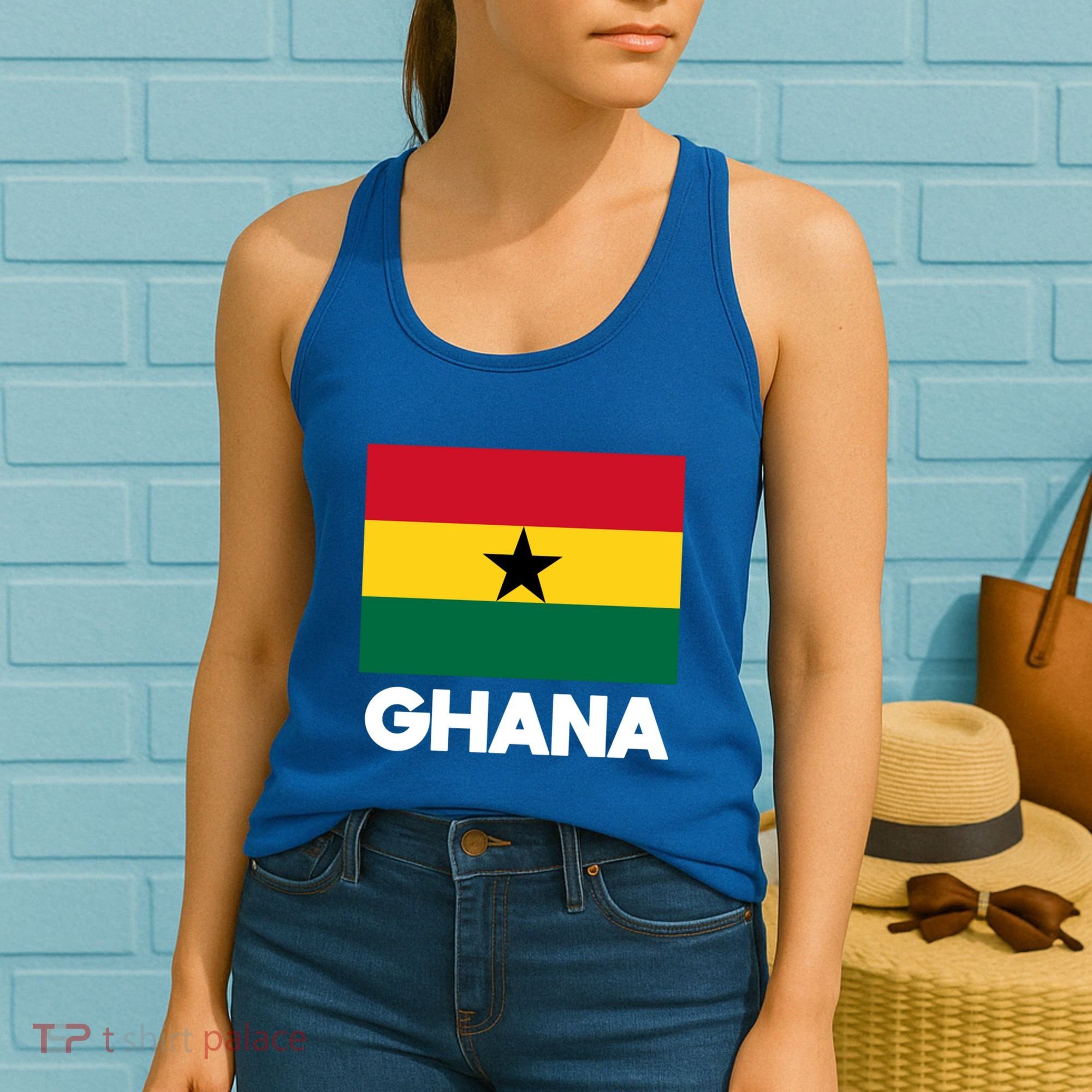 Ghana Ghanaian Heart Love Proud Melanin Flag Gift Women's Tank Top