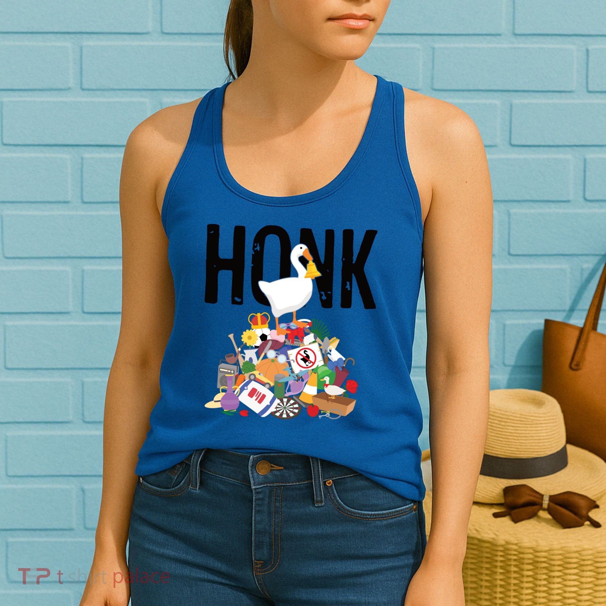 Goose Game Honk Untitled Goose Addiction Press Y To Honk Funny Gift Women's Tank Top