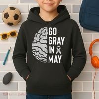 Go Gray In May Brain Tumor Awareness Kids Hoodie thumb 2