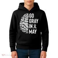 Go Gray In May Brain Tumor Awareness Kids Hoodie thumb 4
