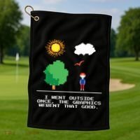 Game Geek I Went Outside Once The Graphics Werent That Good Golf Towel thumb 1