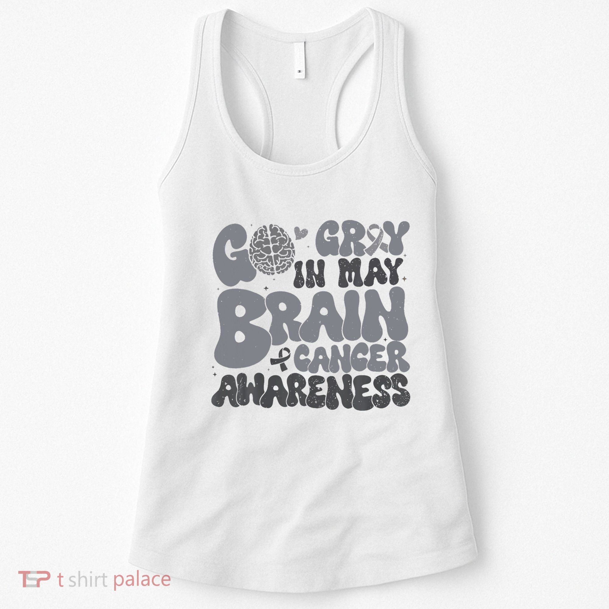 Go Gray In May For Brain Tumor Cancer Awareness Gray Ribbon Women's Tank Top