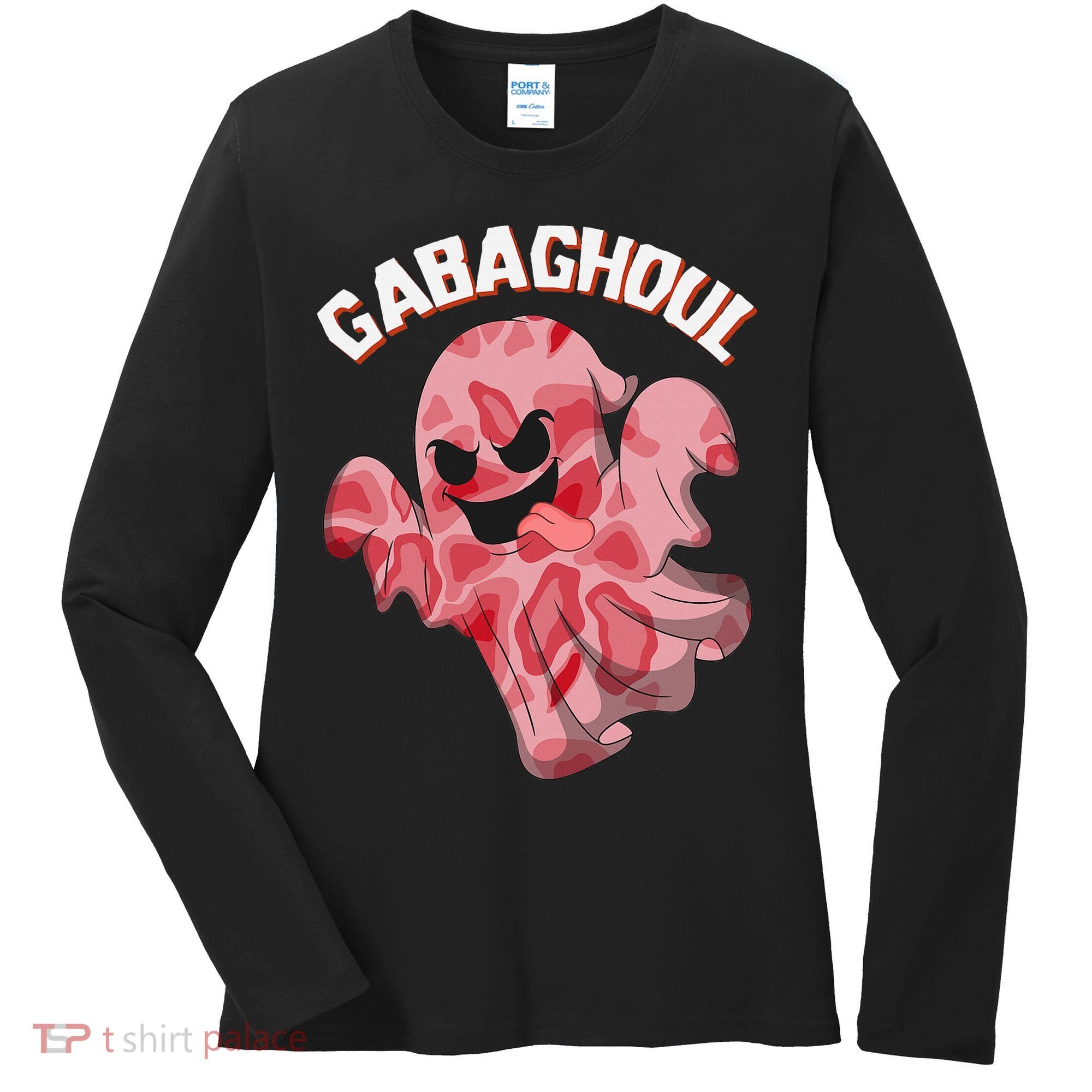 Gabaghoul Ghost Italian Ham Halloween Gabagool Parody Women's Long Sleeve Shirt