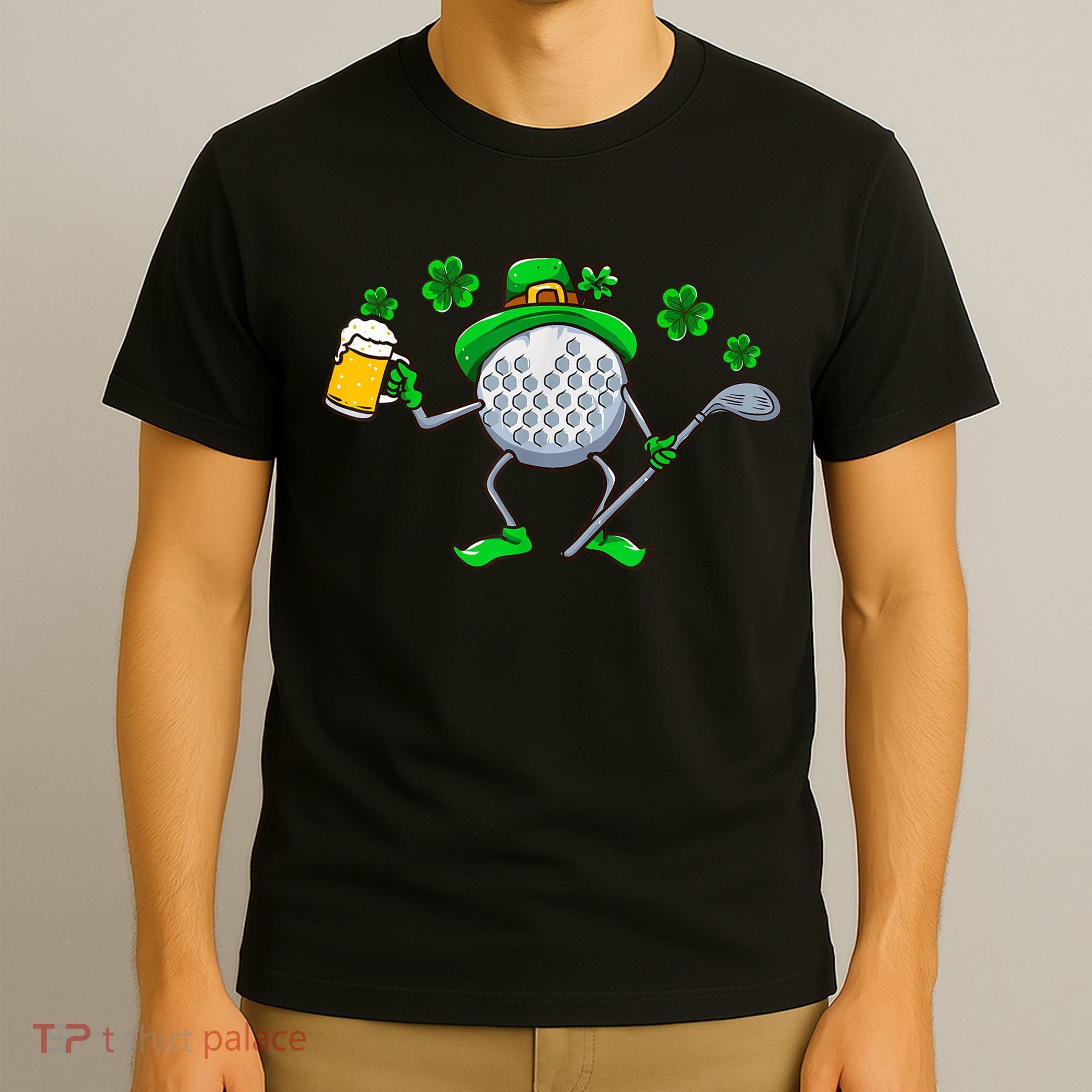 Golf Golfing Irish Golfer Beer Humor Dad St Patricks Day Gift T-Shirt