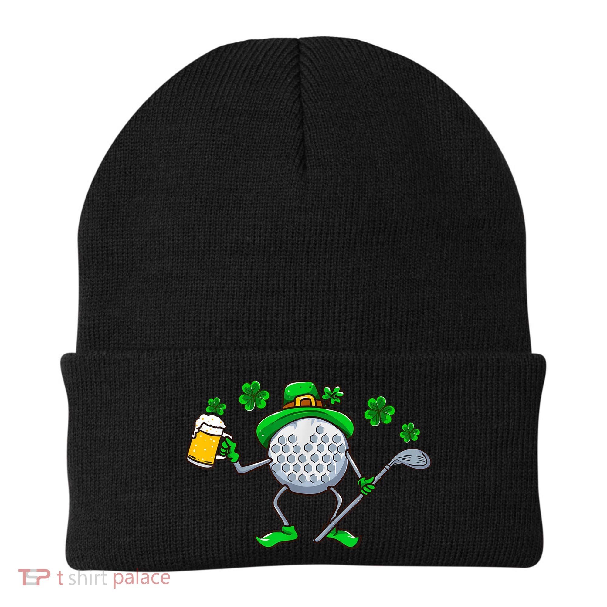 Golf Golfing Irish Golfer Beer Humor Dad St Patricks Day Gift Beanie