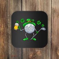 Golf Golfing Irish Golfer Beer Humor Dad St Patricks Day Gift Coaster thumb 0