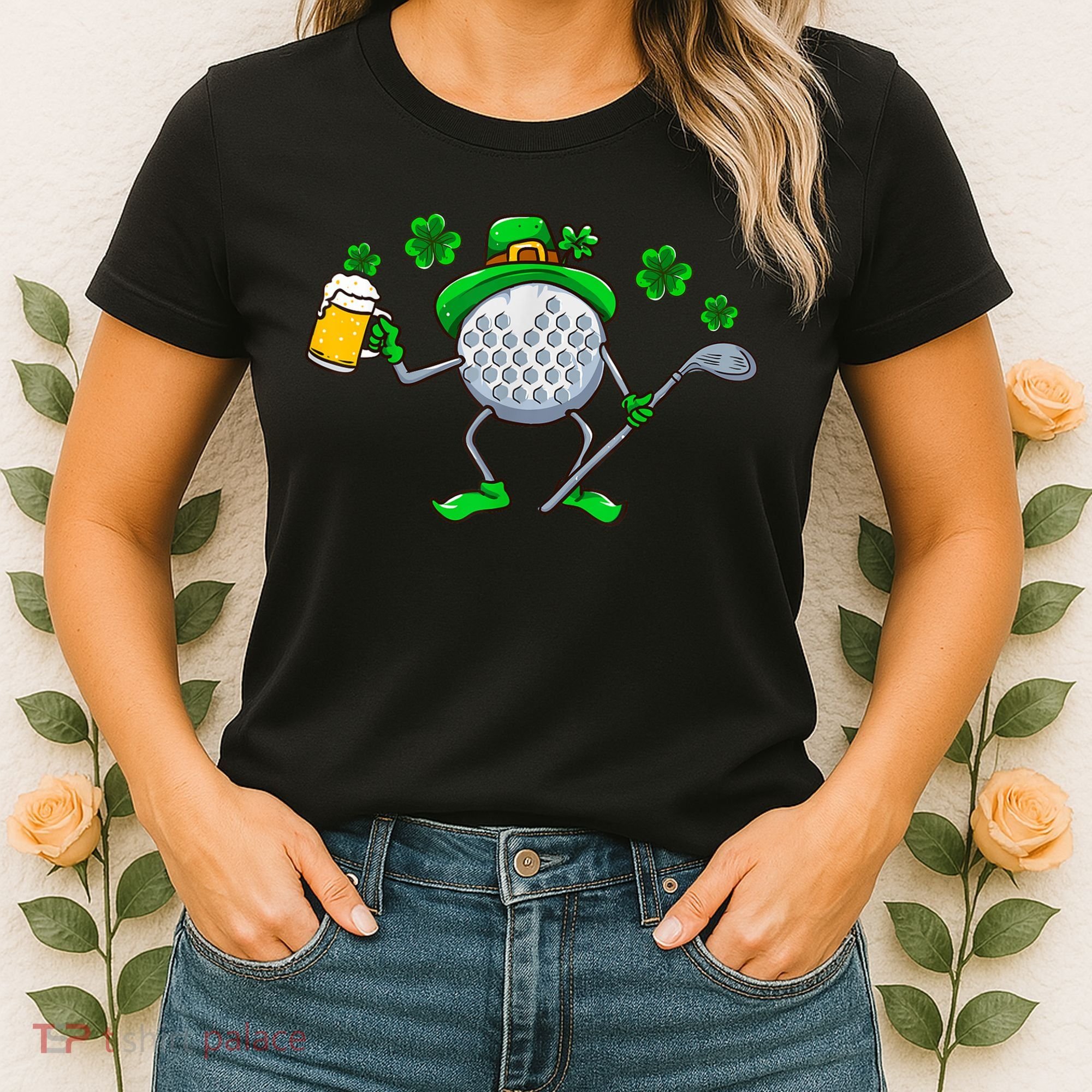 Golf Golfing Irish Golfer Beer Humor Dad St Patricks Day Gift Women's T-Shirt