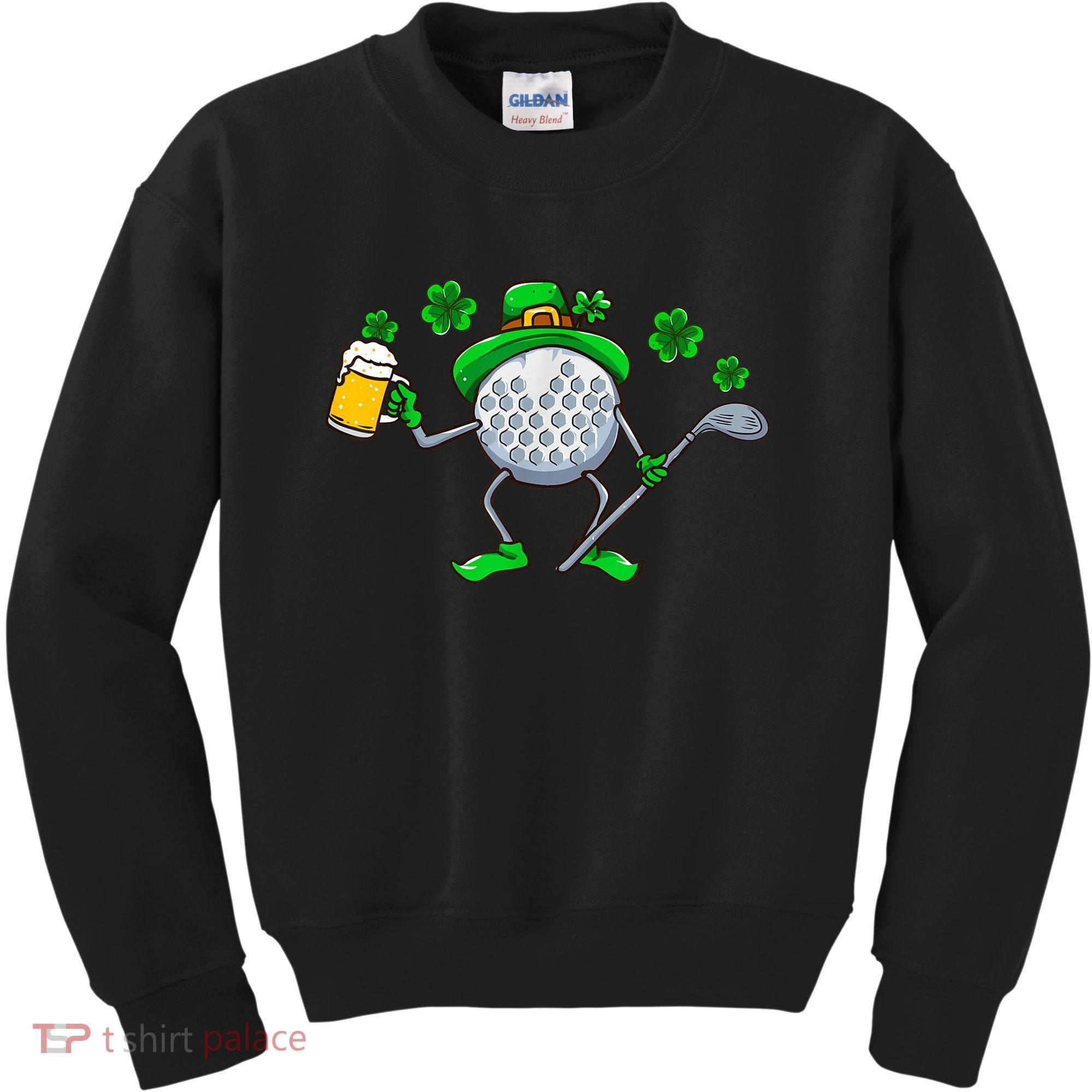 Golf Golfing Irish Golfer Beer Humor Dad St Patricks Day Gift Kids Sweatshirt