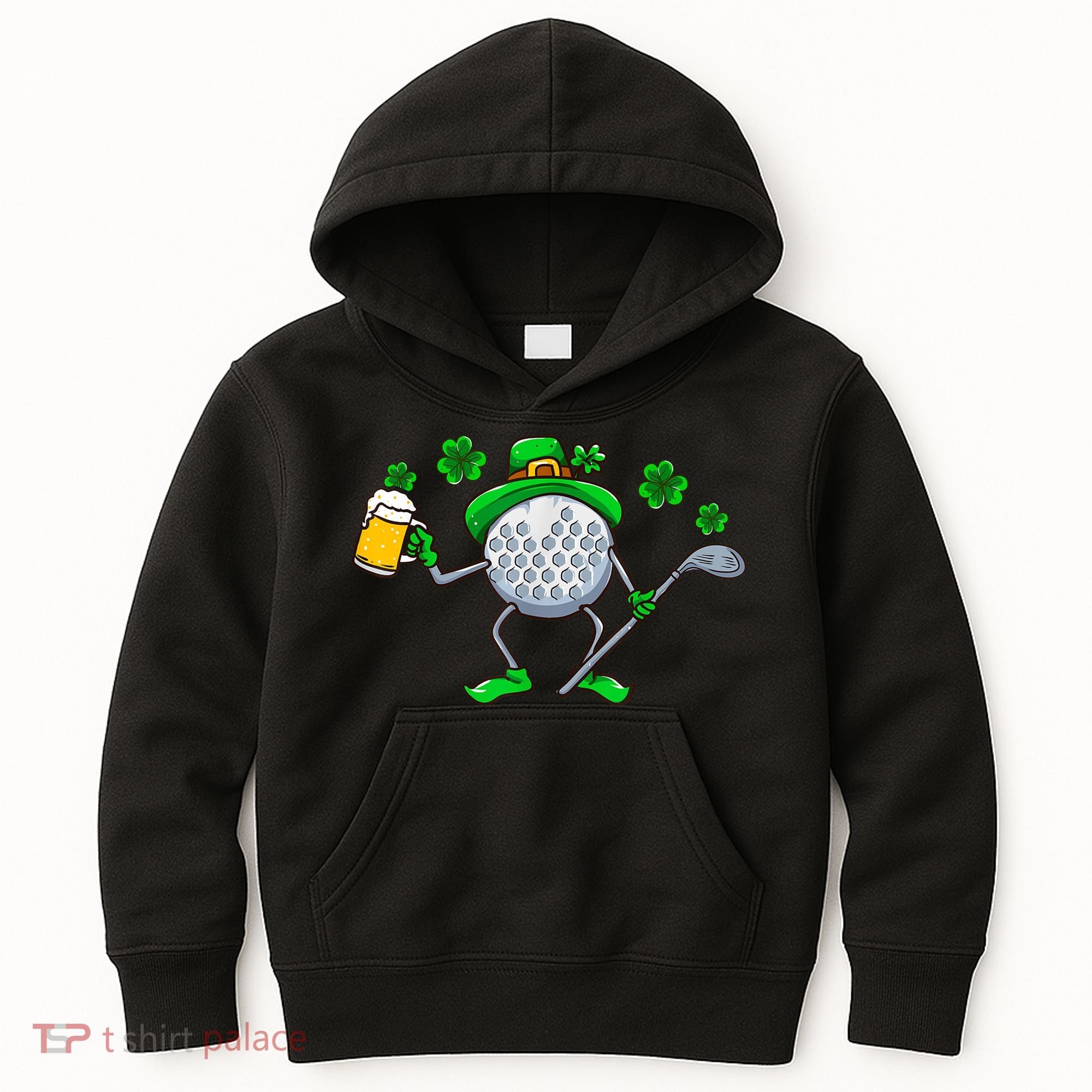 Golf Golfing Irish Golfer Beer Humor Dad St Patricks Day Gift Kids Hoodie