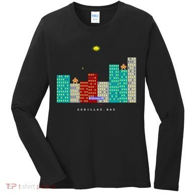Gorillas.Bas Game In Qbasic Or Quickbasic Fanart Women's Long Sleeve Shirt
