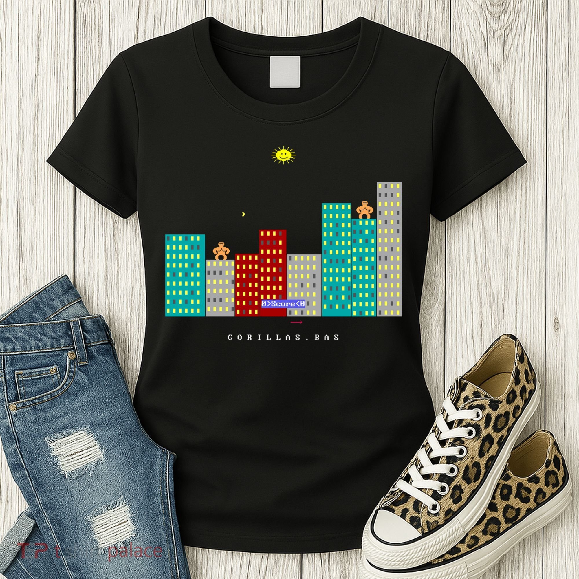 Gorillas.Bas Game In Qbasic Or Quickbasic Fanart Women's T-Shirt