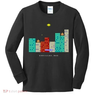 Gorillas.Bas Game In Qbasic Or Quickbasic Fanart Kids Long Sleeve Shirt