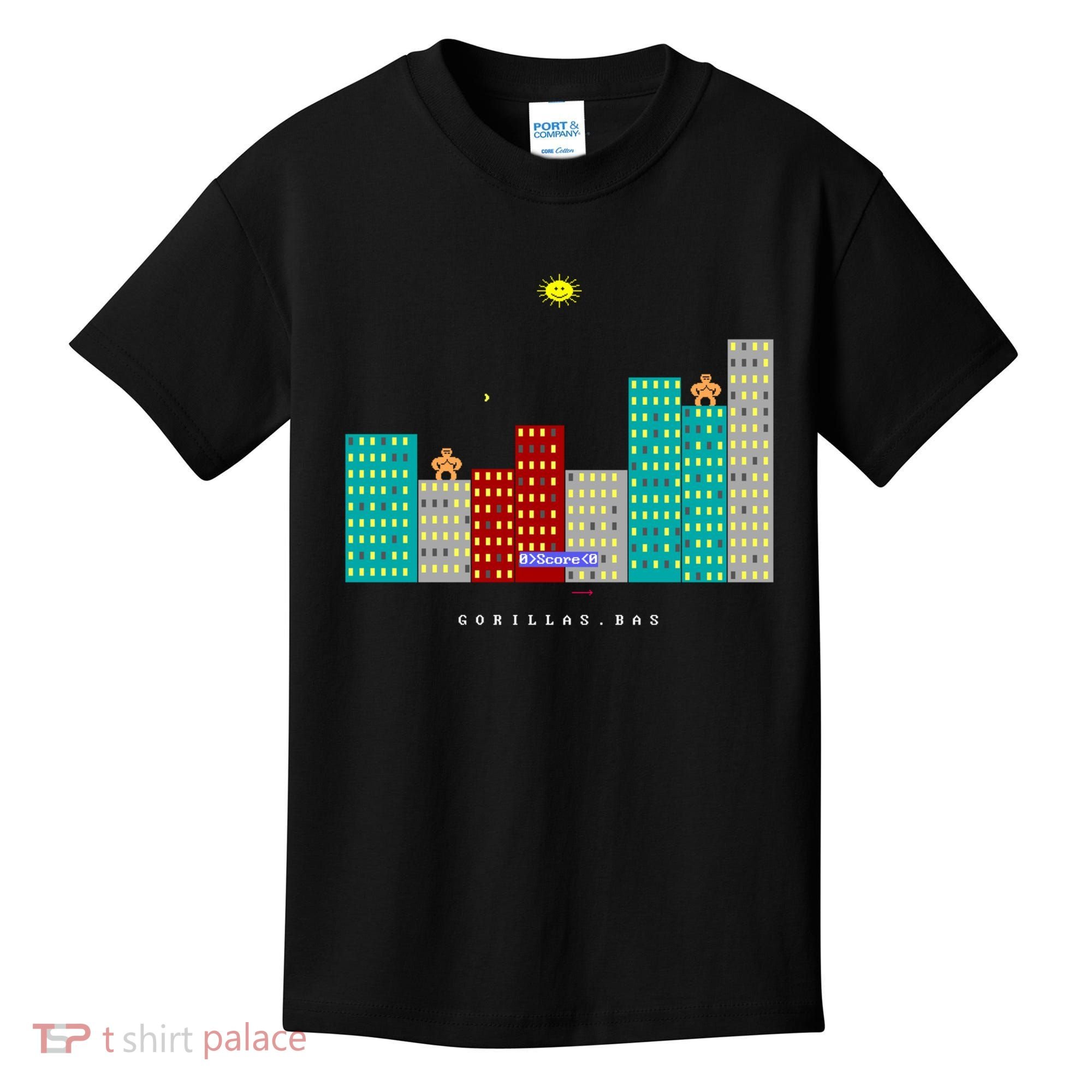Gorillas.Bas Game In Qbasic Or Quickbasic Fanart Kids T-Shirt