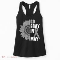 Go Gray In May Brain Cancer Awareness Grey Ribbon Sunflower Women's Tank Top thumb 0
